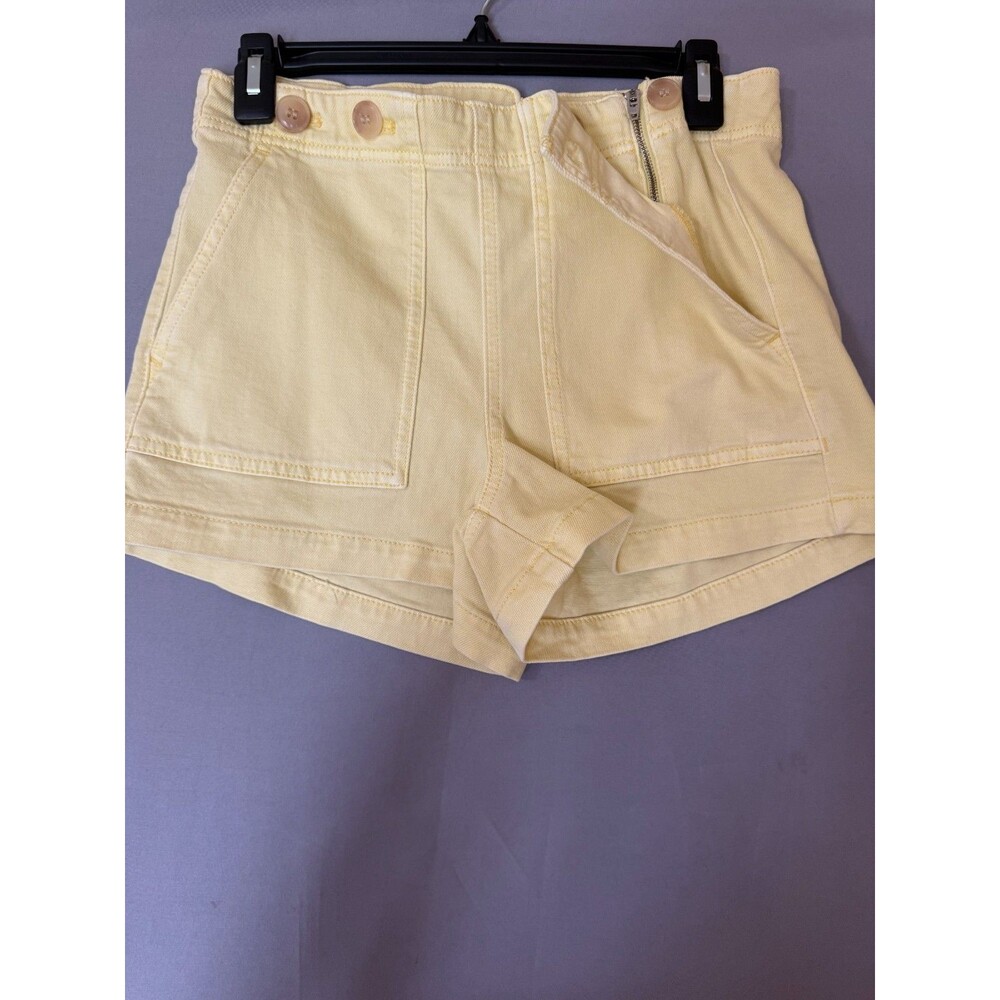 Pilcro by Anthropologie High-rise Utility Shorts Butter Yellow NWOT Size 28